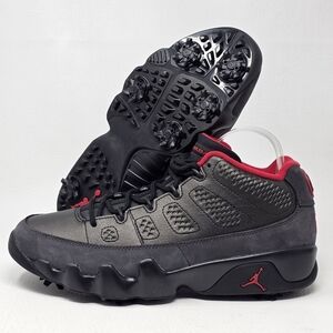 Nike Air Jordan 9 Low Golf Charcoal Men Size 9.5 Black True Red Shoes FJ5934-002